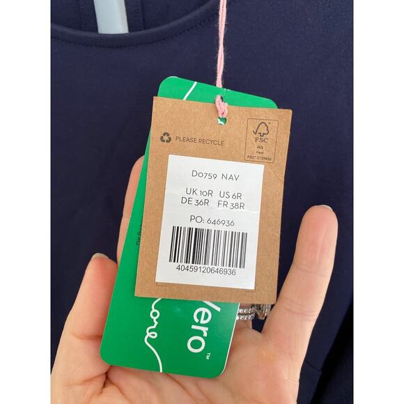 BODEN Classic Ponte Navy Blue Jersey Mini Shift Dress Long Sleeve Tie Waist NWT - Picture 6 of 6